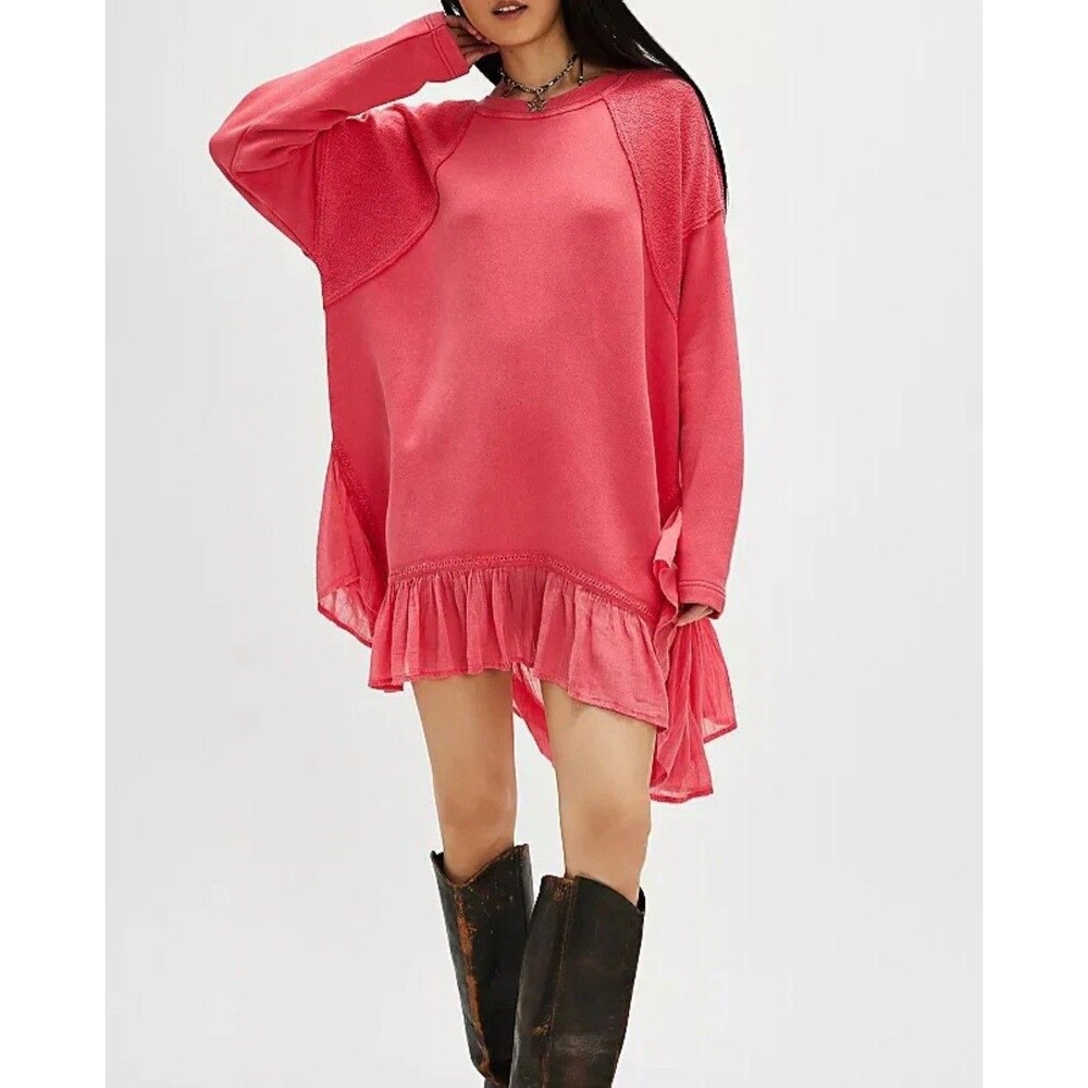 Free People Poets Pullover Mini Dress Miami Beet Size S